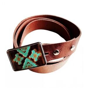 NEW JEWELRY JUNKIE women's navajo belt buckle with leather belt in brown
